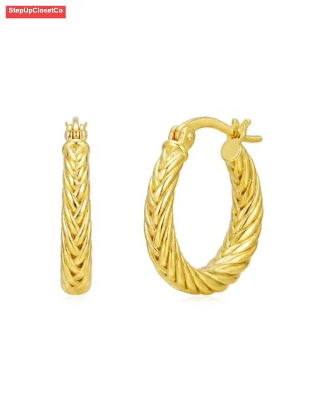 14K Gold Plated Hoop Earrings for Women Twisted Rope Huggie Jewelry Gift